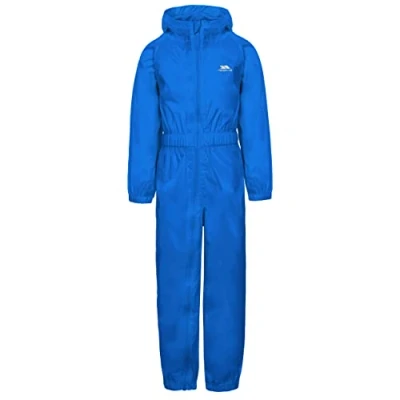 Image of Trespass Children&#039;s Button Waterproof Rain Suit With Hood, blue, 3 4 Years UK