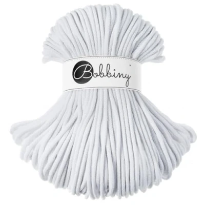 Image of Bobbiny Premium 5mm Braided Macrame Cord (White) 100m