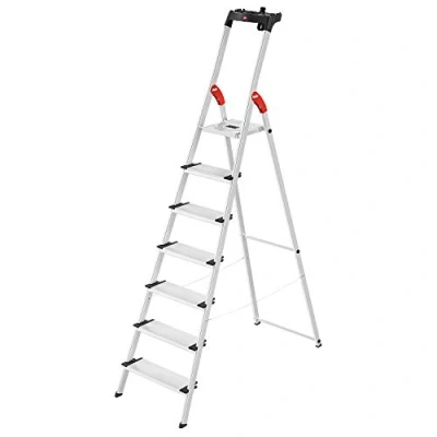 Image of Hailo 8040 707 XXL Safety Ladder, 7 Steps, Multifunction Tray, 130 mm deep Made in Germany