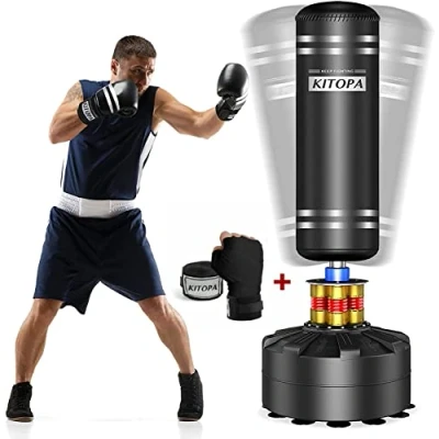Image of Adult Free Standing Punch Bag, Heavy Punching Bag Stand with Suction Cup Base for Youth Men Kickboxing Bags Kick (Black)