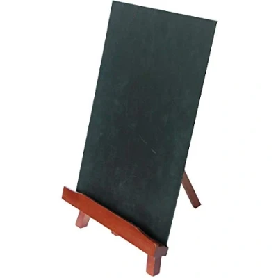 Image of Securit A4 Size Lacquered Finish Table Easel with Chalk Board Mahogany