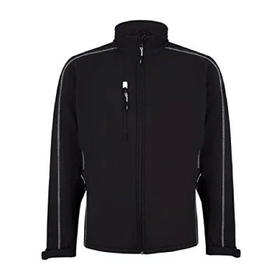 Image of ØRN International Crane (4240) Mens Workwear Fur Lined Softshell Outdoor Jacket, Breathable, Water Resistant, Machine Washable Black, Extra Small
