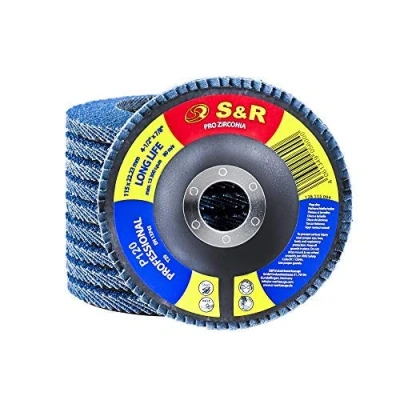 Image of S&amp;R Pro Zirconia Flap Discs Set of 10 115 x 22.23 mm, P120 for Steel and Stainless Grinding, Professional Grinding Ultimate Precision Durability