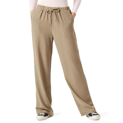 Image of PIECES Women&#039;s Pcmaddie Hw Wide Pants Fabric Trousers, Deep Lichen Green, L