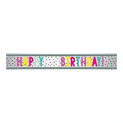 Image of Amscan 9912126 Dots Happy Birthday Add an Age Foil Party Banner includes Number &amp; Letter Stickers for 1st to 100th 1.8m