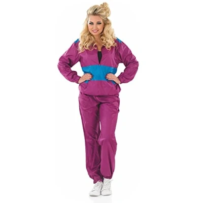 Image of Fun Shack Shell Suits 80s Fancy Dress for Women, 80&#039;s Suit Tracksuit Women Large