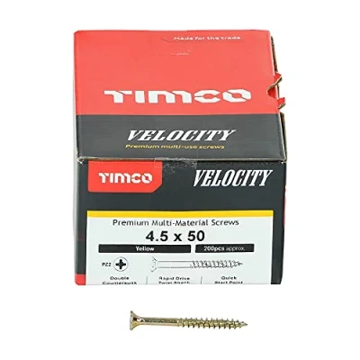 Image of TIMco 45050VY PZ2 CSK ZYP Velocity Screw 4.5 x 50 Yellow (Box of 200)