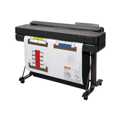 Image of HP DesignJet T650 36 inch (5HB10D), Large Format Printer, Plotter, Standard A4 A0, 82 A1 Prints/Hour, Wi Fi, Ethernet, USB, 2400x1200 dpi, Recycled Metal, 2 Year Warranty, Click, Black