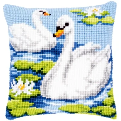 Image of Vervaco Swan Cross Stitch Cushion, Multi Colour