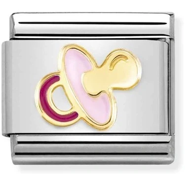 Image of Nomination Gold Pink Pacifier Dummy Charm