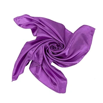 Image of Satin Silk Large 90cm X Square Plain Nautical Head Neck Scarfs Wrap (Purple)