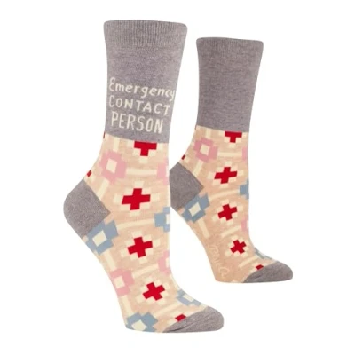 Image of Blue Q Women&#039;s Funny Crew Socks Friends, Family, and Pets, Emergency Contact Person, One size