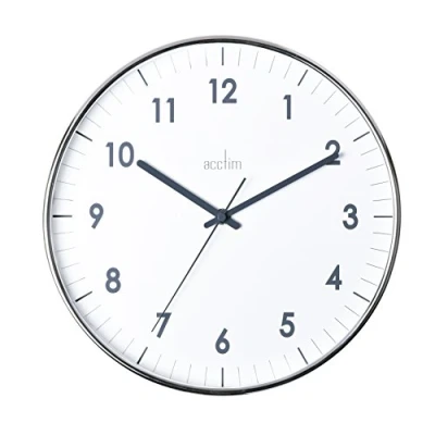 Image of Acctim 22537 Jensen Chromed Silver Wall Clock 30cm Diameter