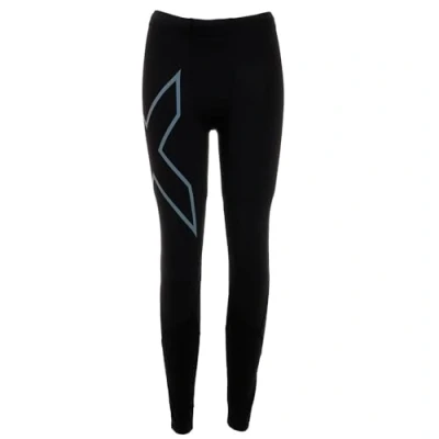Image of 2XU Men&#039;s Run Dash Compression Tights, Black/Denim Reflective, S