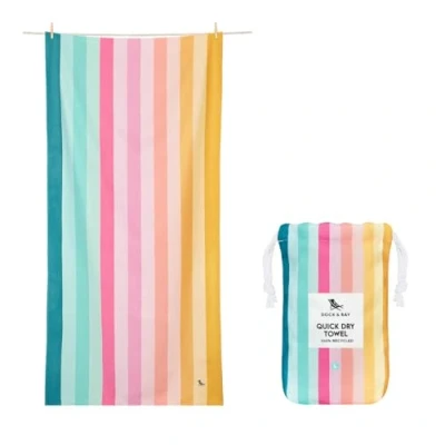 Image of Dock &amp; Bay Beach Towel Quick Dry, Sand Free Compact, Lightweight 100% Recycled Includes Bag Summer Coastal Candy, Large (160x90cm, 63x35)