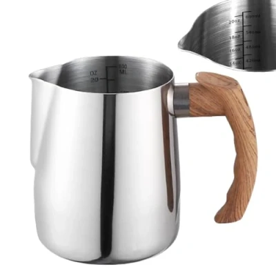 Image of Milk Jug for Coffee Machine,304 Stainless Steel Frothing Pitcher,Steaming Barista Making Latte Art,Cappuccino,Espresso(600ml/20oz)