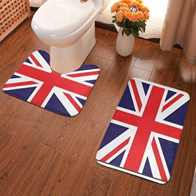 Image of Bath Mat Set 2 Piece Non Slip Pedestal and Toilet Bathroom Rug New, Union Jack