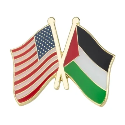 Image of USA United States Of America &amp; Palestine Friendship National Flag Metal Enamel Pin Badge Lapel