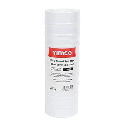 Image of TIMCO PTFE Thread Seal tape Plumbing 12m x 12mm 10 rolls in a pack