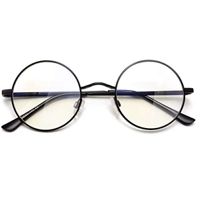 Image of Joopin Blue Light Blocking Computer Glasses with Spring Hinge, Retro Round Gaming/TV/Phone/Reading for Women Men (Matte Black)