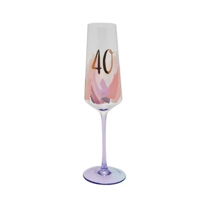Image of Widdop and Co Celebrations Hotchpotch 40th Birthday Luxe Brushstroke Champagne/Prosecco Flute Drinking Glass Premium Kitchenware, Gifting &amp; Homeware Boxed Ready to Gift.