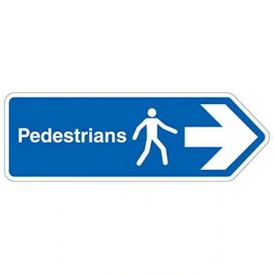 Image of V Safety Shaped Sign Mandatory General Pedestrians, Arrow Right 600X200 1MM Rigid