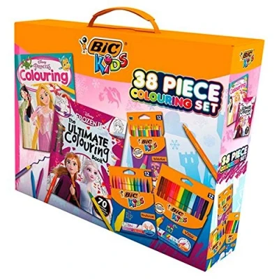 Image of Bic Kids, 38 Colouring Set 36 x Pens Pencils Crayons Frozen 2 / Disney Princess Books