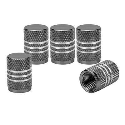Image of SENZEAL 5x Silver Around Dust Caps Aluminum Alloy Wheel Valve for Bike Car Motorbike Titanium Grey