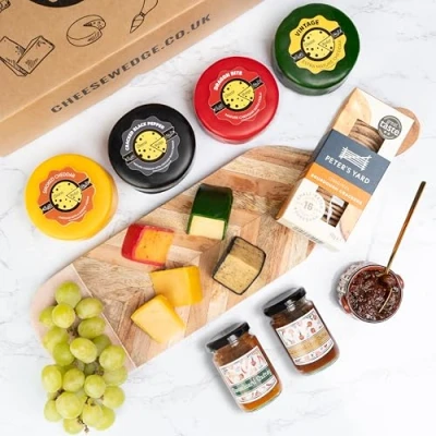 Image of Cheese Truckles, Crackers &amp; Chutneys Deli Gift Box 4 Luxury Cheeses, 2 Artisan