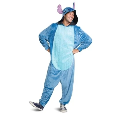 Image of DISGUISE 116549D Adults, Official Lilo and Stitch Costume Jumpsuit Headpiece Sized, Cartoon, Multicolored, XL (42 46)