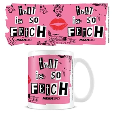 Image of Pyramid International Mean Girls Coffee Mug in Presentation Gift Box (That is So Fetch Design) 11oz Ceramic Pink and White Official Merchandise