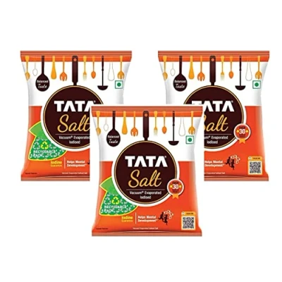Image of Tata Salt 1kg (Pack of 3) Vacuum Evaporated Iodised Iodine Guaranteed Combination That Aids Proper Mental and Physical Development.