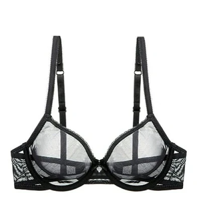 Image of Sexy Ultra thin Mesh Transparent Unlined Bra Unpadded Breathable Bralette Uniform (38E,Black)