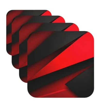 Image of Red Black Coasters for Drinks Set of 4 Non slip Leather Coaster Heat Resistant Drink Tabletop Protection Absorbent Cup Mat Coffee Table Decor Square