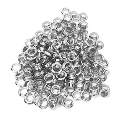 Image of Grommet Eyelets, 100Pcs 6mm Brass Eyelets with Gaskets for Leather Canvas Clothes(Silver)