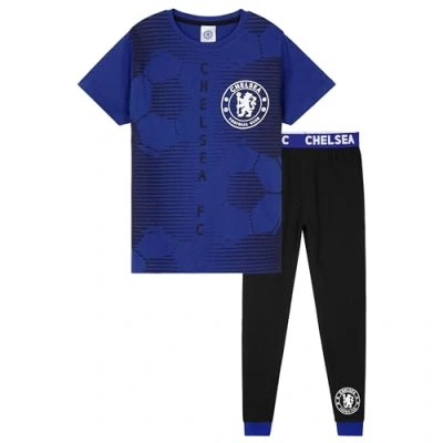 Image of Chelsea F.C. Boys Pyjamas Set Nightwear PJs for Kids Teenagers Football Lounge Wear 5 14 Years Gifts (Blue/Black, 7 8 Years)
