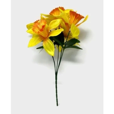Image of AFS 5 Head Yellow Artificial Daffodil Flower Bush x 32cm Spring Floral Arrangement