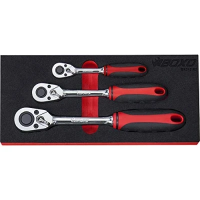 Image of Ergonomic Ratchet Set 72T 3 PCE 1/4&quot;, 3/8&quot; &amp; 1/2&quot; Drive Quick Release BX312 R2