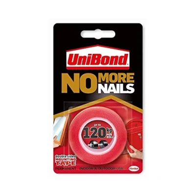 Image of 2 x No More Nails On A Roll, Double Sided Tape for Reliable Instant Bonding, Multipurpose Adhesive Tape, Strips Indoor/Outdoor Use, 19mm 1.5m Roll