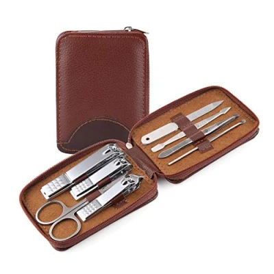 Image of DXIA 8 Piece Manicure Pedicure Professional Set, Stainless Steel Nail Kit &amp; Grooming Kit, Small Travel Set For Men Women, Care