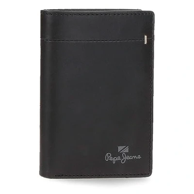 Image of Pepe Jeans Staple Vertical Wallet with Purse Black 8.5 x 11.5 1 cm Leather, Black/White, One Size, Coin