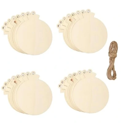 Image of 20 Pieces Wooden Christmas Baubles Round Wood Slices Ornaments for DIY Crafts Tree Decoration