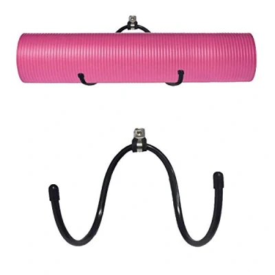 Image of Universal Metal Adjustable Wall Rack, Storage Mount Holder Shelf for Yoga Bolster, Mat Bag, Exercise Mat, Blocks, Towel, Carrying Strap, Knee Pad, Foam Roller, Up to 20Lbs