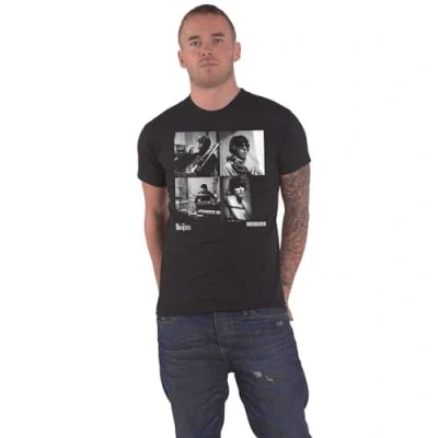 Image of The Beatles T Shirt Revolver Tracklist Band Logo Official Mens Black L