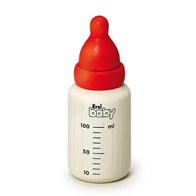 Image of Wooden Play Food Pretend Grocery Shop Baby&#039;s Milk Bottle by Erzi