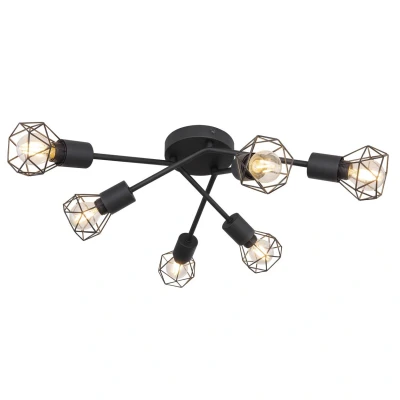Image of Xara I Multi Arm Semi Flush Ceiling Lamp Black 6x E14