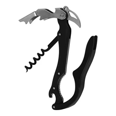 Image of Grunwerg 47/TP F Aperiti Barware Professional Connoisseur 4 in 1 Waiter&#039;s Knife Stainless Steel Black with Corkscrew, Bottle Opener, Nutcracker and Foil Cutter for Bars, Cafés, Restaurants