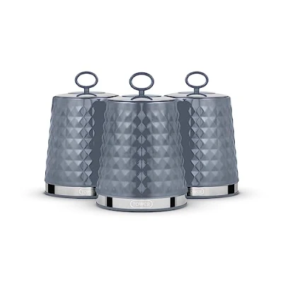 Image of Tower Solitaire Set of 3 Canisters Grey