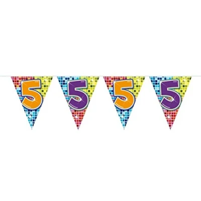 Image of Folat 5th Birthday Mini Blocks Garland 6 meters Multicolor