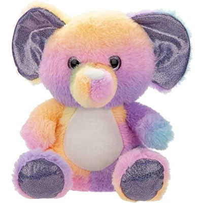 Image of VFM Luxury Rainbow Elephant Plush 25cm Special Colourful Cuddly Toy For Children With Super Soft Fluffy Fur Sparkly Eyes, Feet &amp; Ears Cuddle Crew